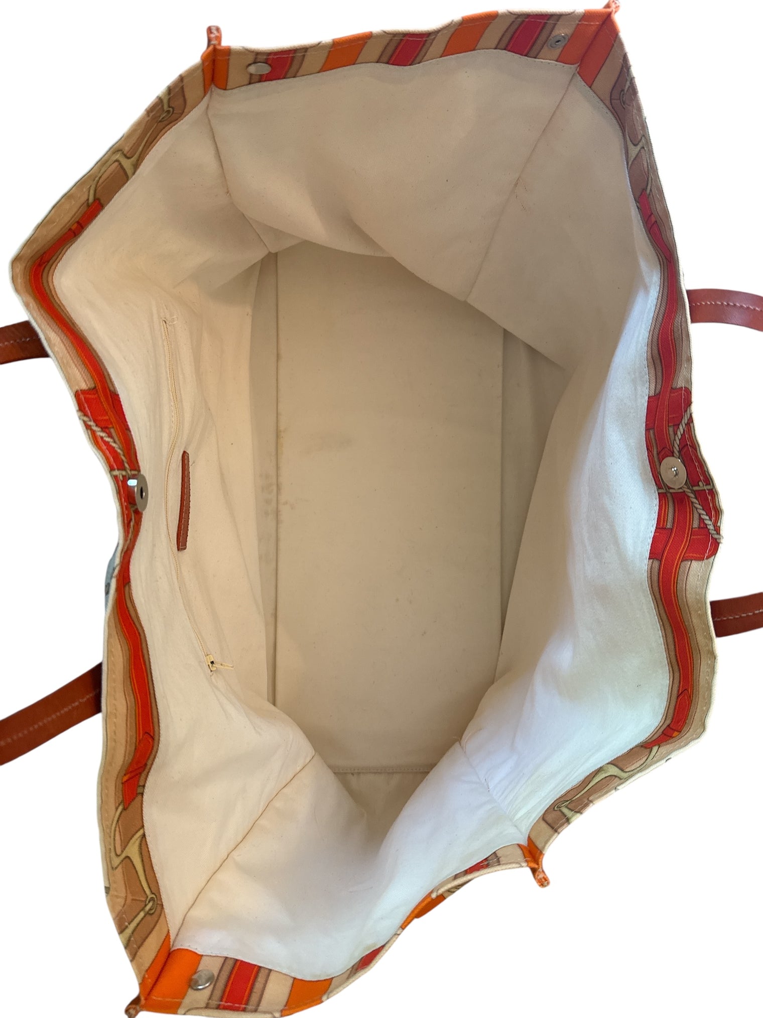 Rani Arabella Orange Stirrups East-West Canvas Tote Bag / Large