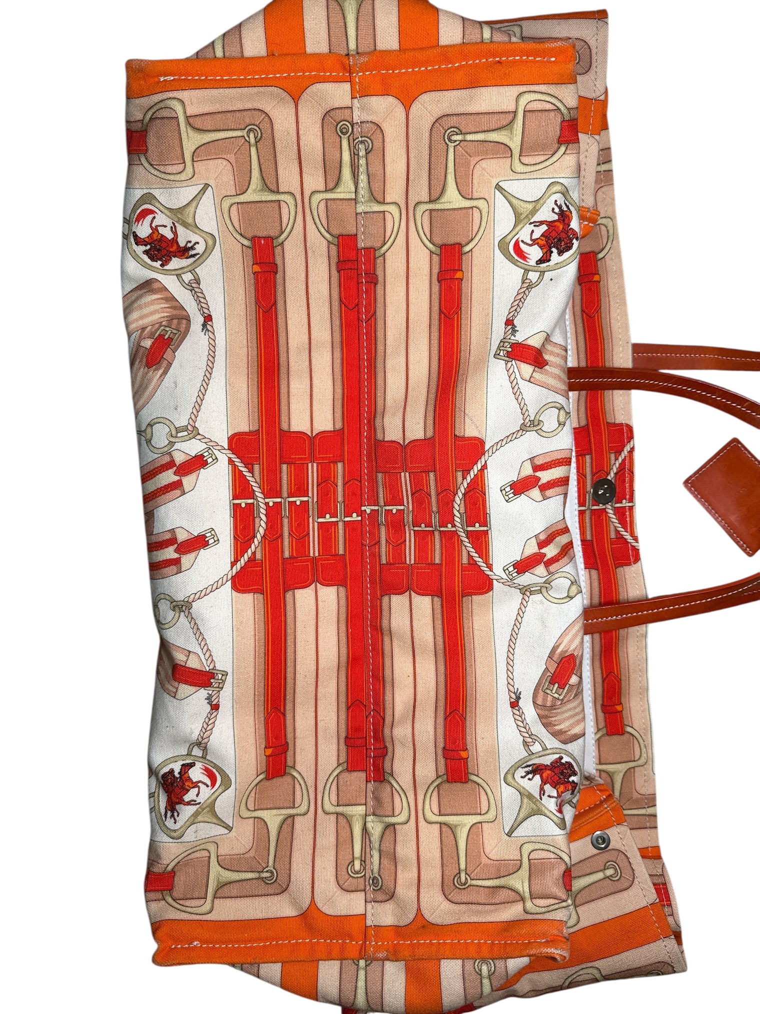 Rani Arabella Orange Stirrups East-West Canvas Tote Bag / Large