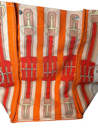 Rani Arabella Orange Stirrups East-West Canvas Tote Bag / Large