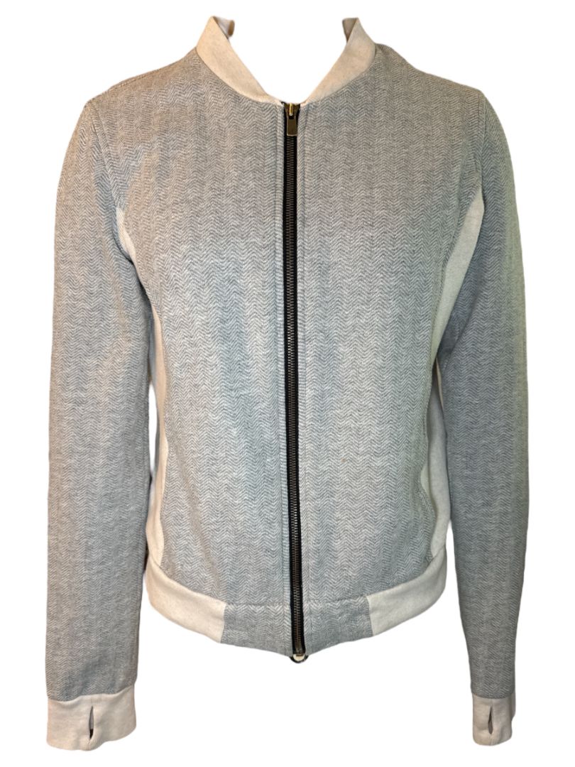 Two Bits Equestrian Herringbone Jacket - Grey & Cream / Size 0 Small