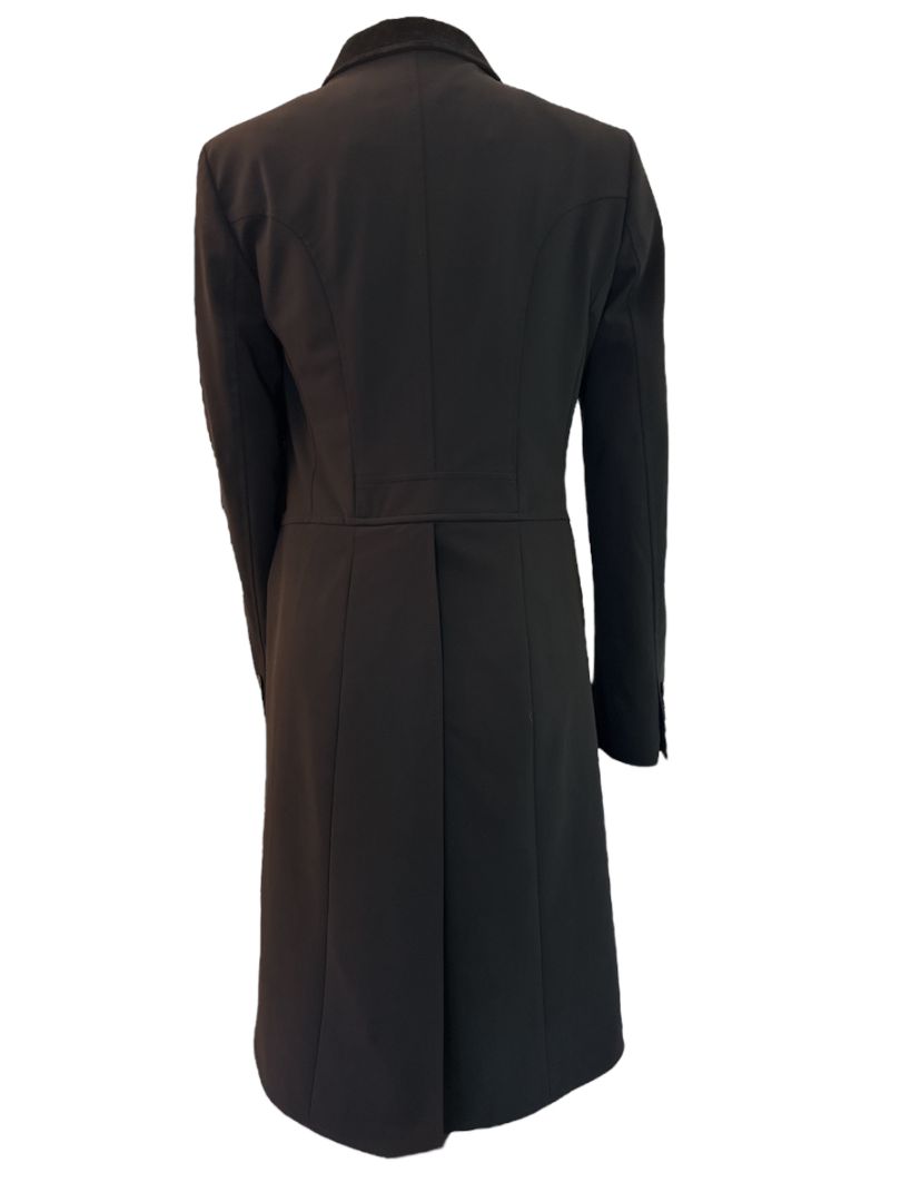 Equiline Mackenzie Hunter Shadbelly Show Coat- Black / Yellow Points / Size IT 44