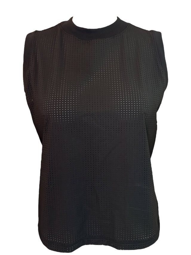 CALIA Women's Open Mesh Mock Neck Tank - Black / Size Small   NEW