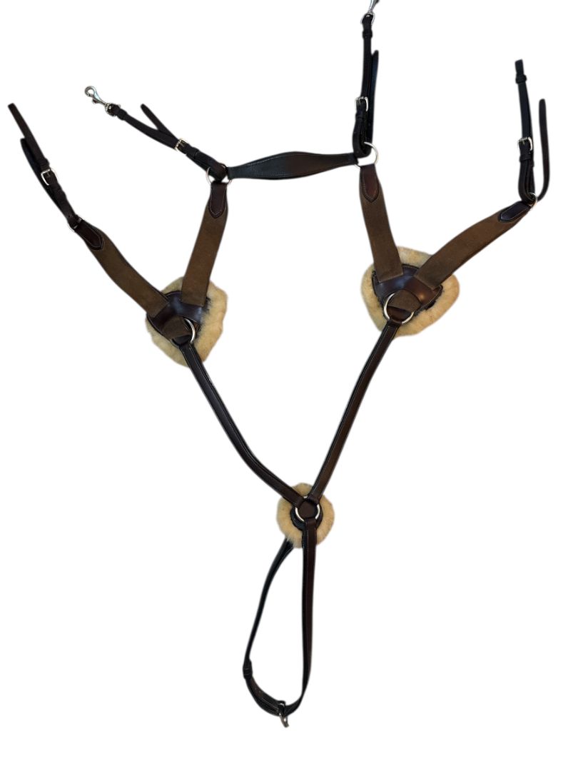 5 - Point Elastic Breastplate Sheepskin Padding - Brown / Full Size