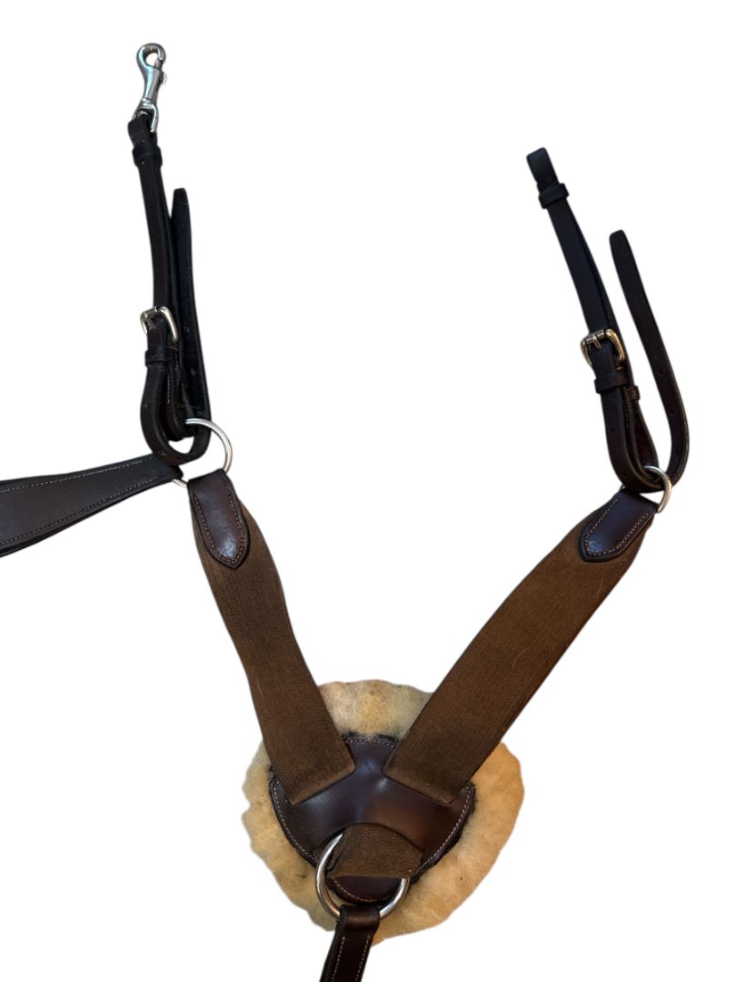 5 - Point Elastic Breastplate Sheepskin Padding - Brown / Full Size
