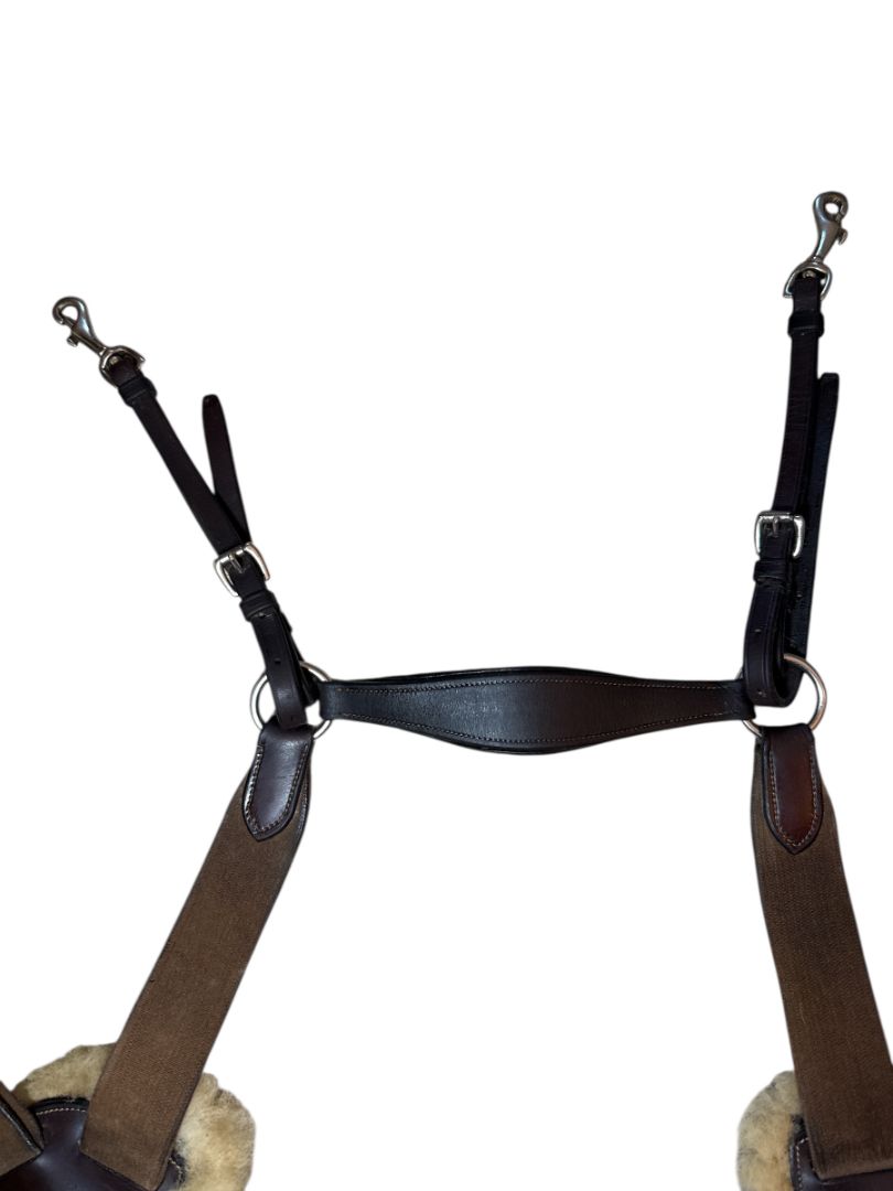 5 - Point Elastic Breastplate Sheepskin Padding - Brown / Full Size