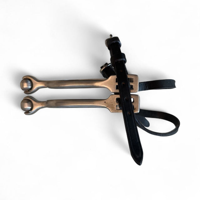 Rollerball Spurs with 1" Neck - Black Leather Spur Straps Included