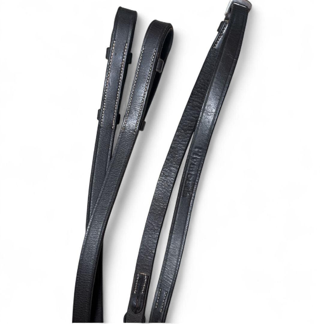 Plymouth Plain Laced Braided Reins by SmartPak- Dark Brown / Horse Size