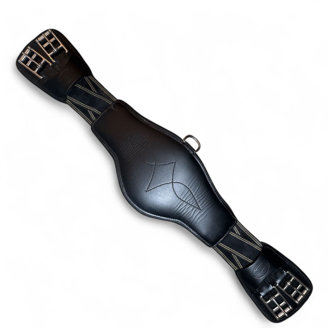 Prestige Italia Double Crossed Elastic Dressage Girth - Black / Size 70 CM / 22”