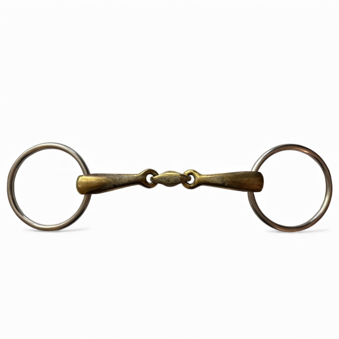 Loose Ring Curved Mouth Brass Dog Bone / Bradoon Bit - 5 1/2"