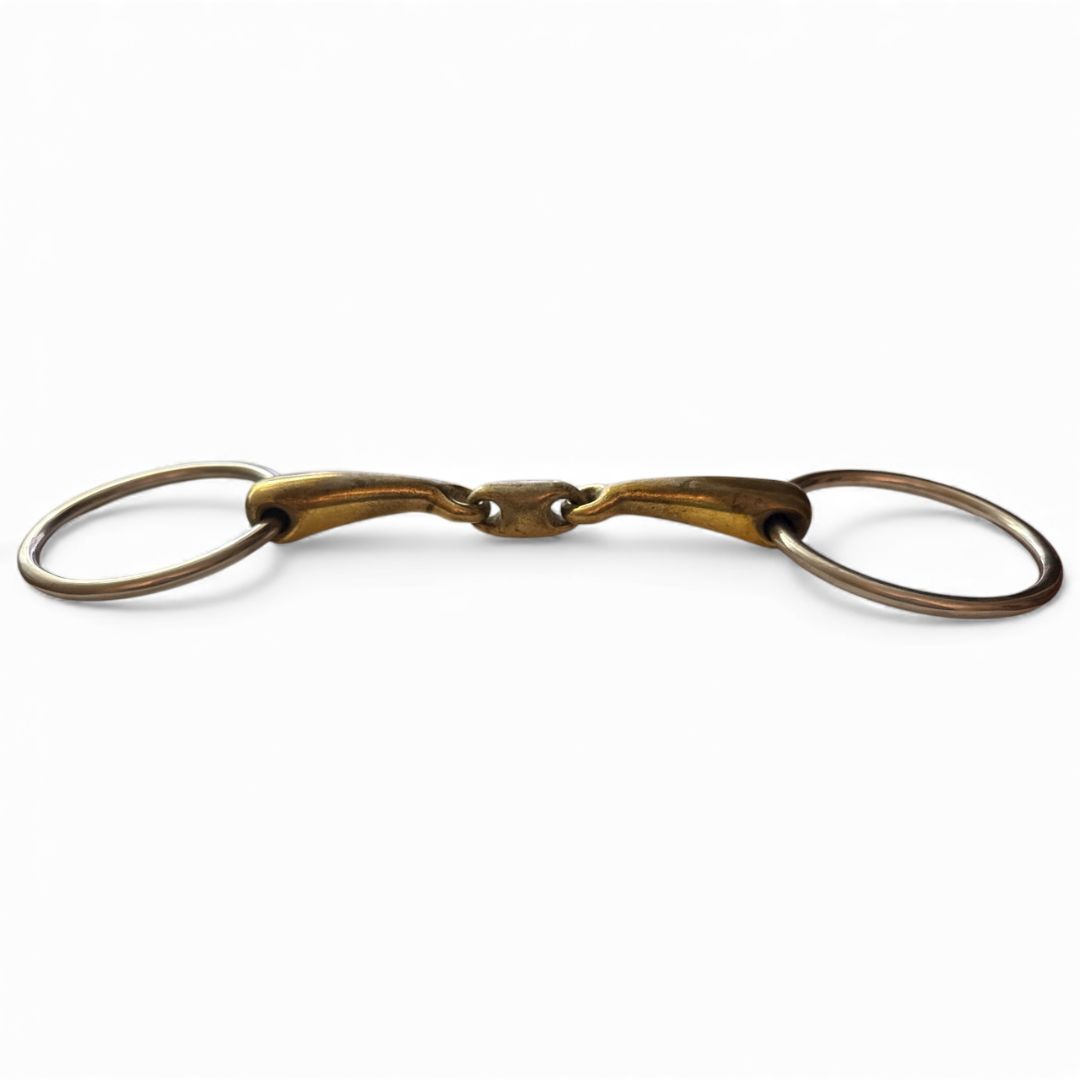 Loose Ring Curved Mouth Brass Dog Bone / Bradoon Bit - 5 1/2"