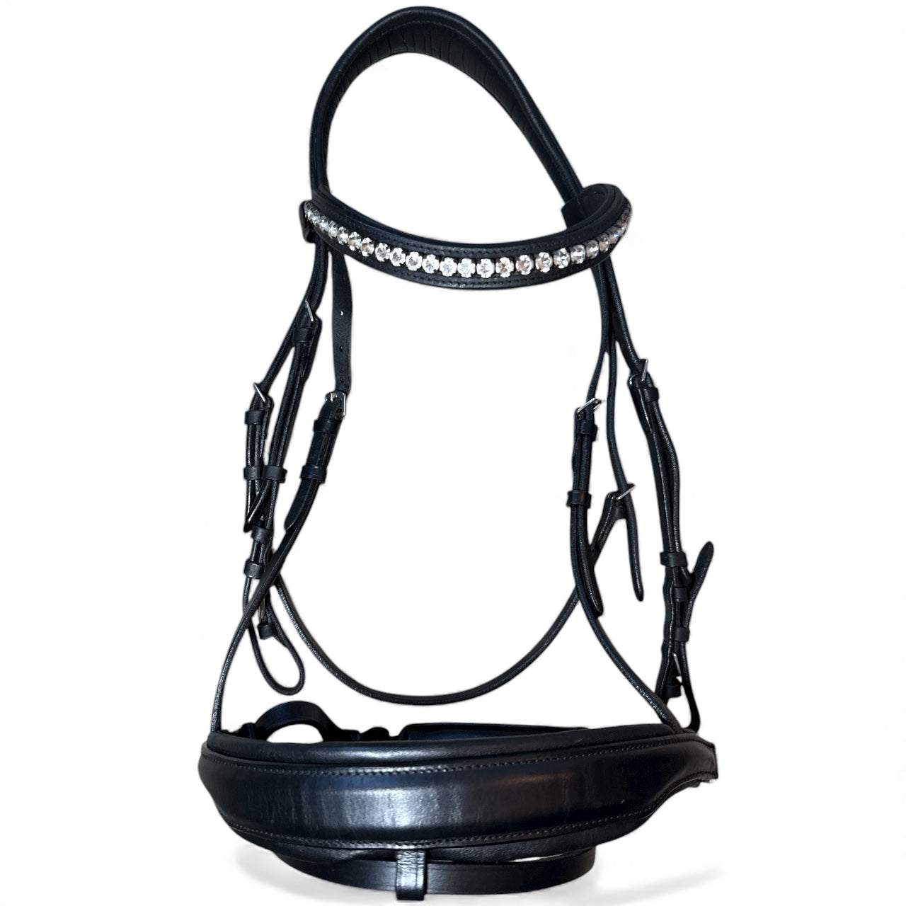 Halter Ego The Brixton Snaffle Bridle With Reins - Black Leather Anatomical Snaffle Bridle / Full Size