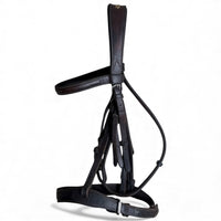 Pessoa Pro Fancy-Stitched Wide Nose Bridle with Reins -Dark Brown / Full Size