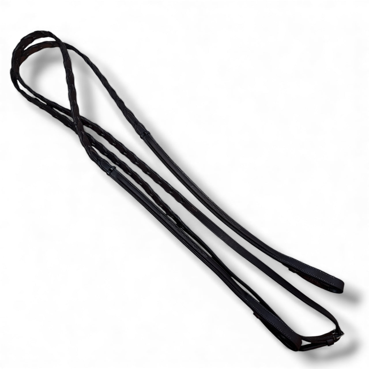 Pessoa Pro Fancy-Stitched Wide Nose Bridle with Reins -Dark Brown / Full Size