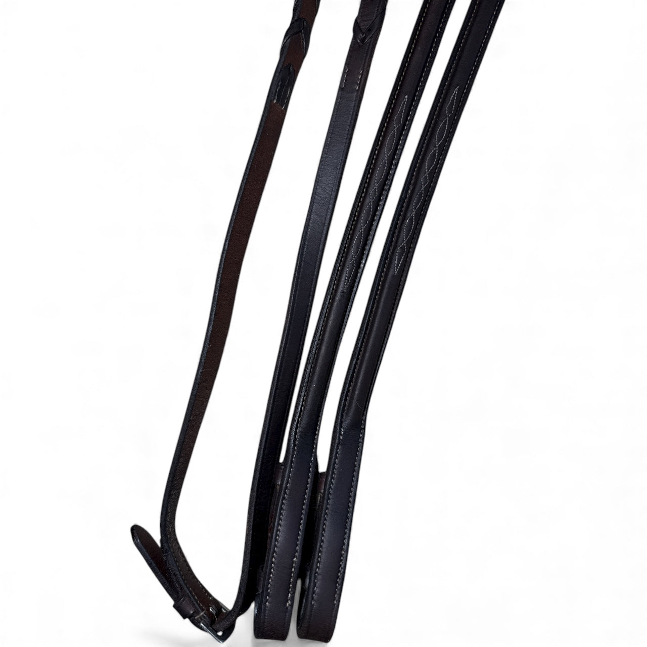 Pessoa Pro Fancy-Stitched Wide Nose Bridle with Reins -Dark Brown / Full Size