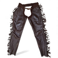 Custom Women's Brown Fringe Leather and Suede Full Chaps - Size US 24/26 (Small)