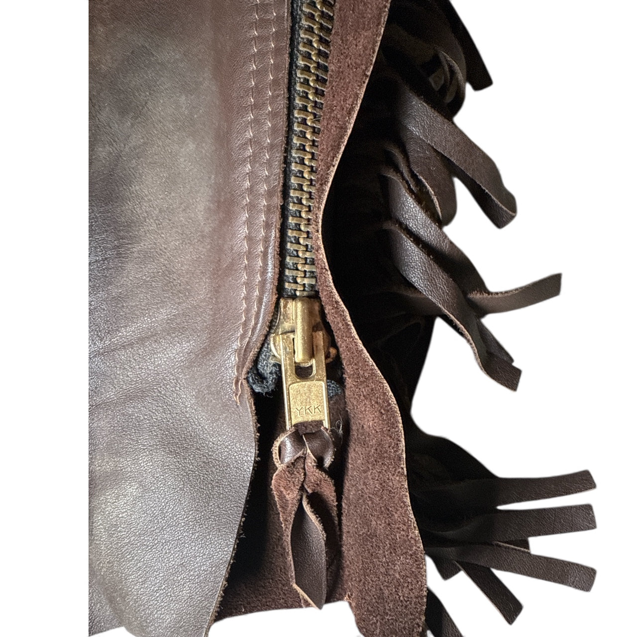 Custom Women's Brown Fringe Leather and Suede Full Chaps - Size US 24/26 (Small)