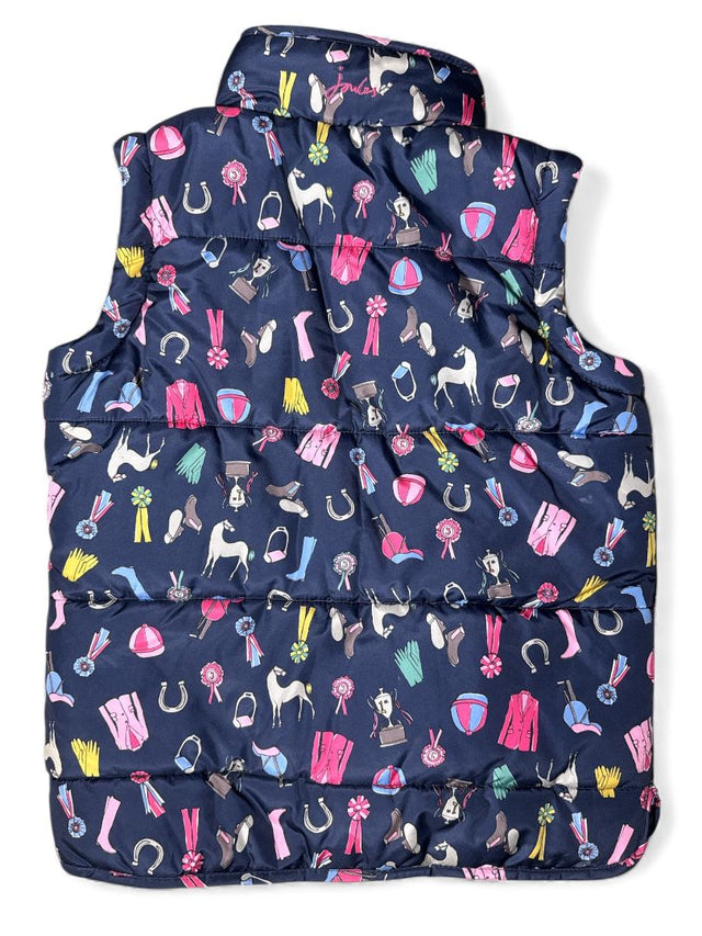 Joules Girl's Horse Theme Puffer Vest - Navy / Size Youth 5