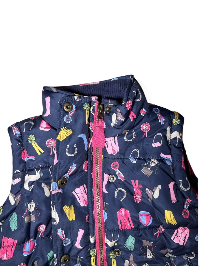 Joules Girl's Horse Theme Puffer Vest - Navy / Size Youth 5