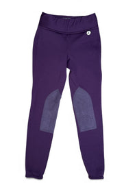 Horze Kids Fleece Winter Knee Patch Leggings - Purple / Size Large Youth