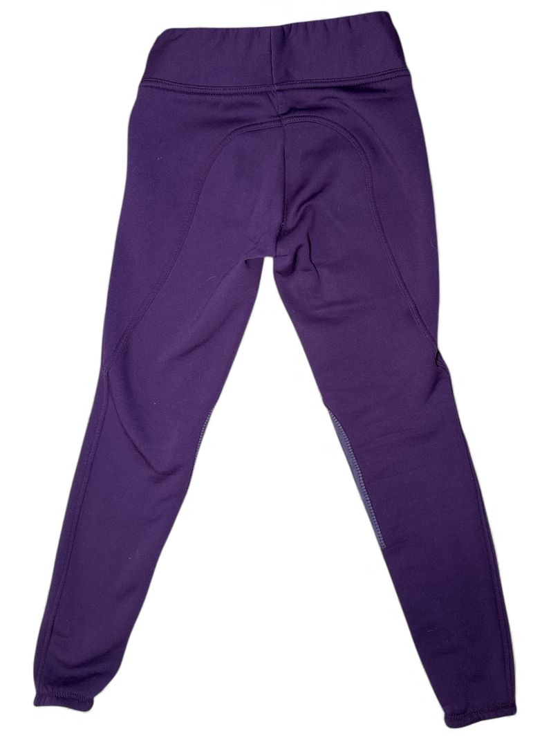 Horze Kids Fleece Winter Knee Patch Leggings - Purple / Size Large Youth
