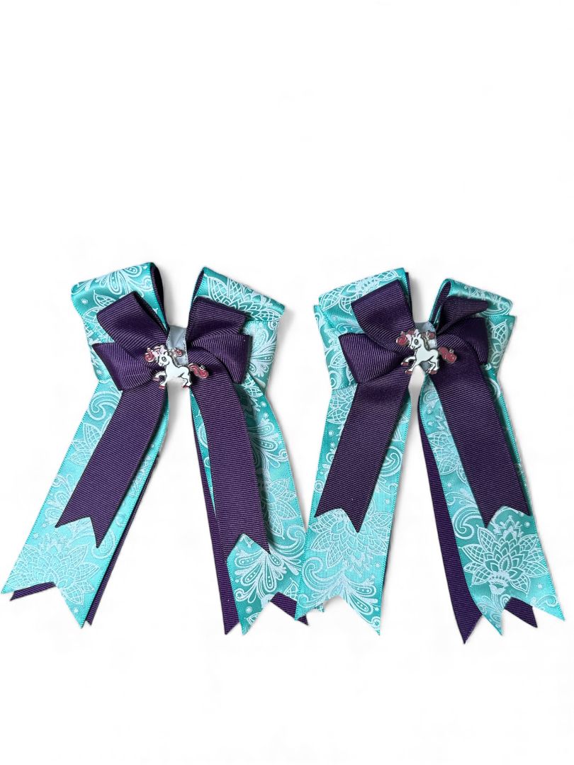 Belle & Bow Equestrian Show Bows - Purple Pony  NEW