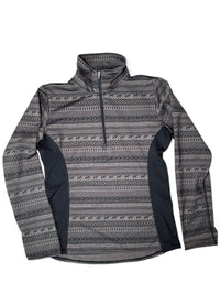 Kerrits Kids Quarter Zip Top - Brown Horse Print / Size Medium Youth