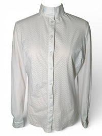 Cavalleria Toscana Women's "Wave" Long Sleeve Perforated Show Shirt - White / Size Large