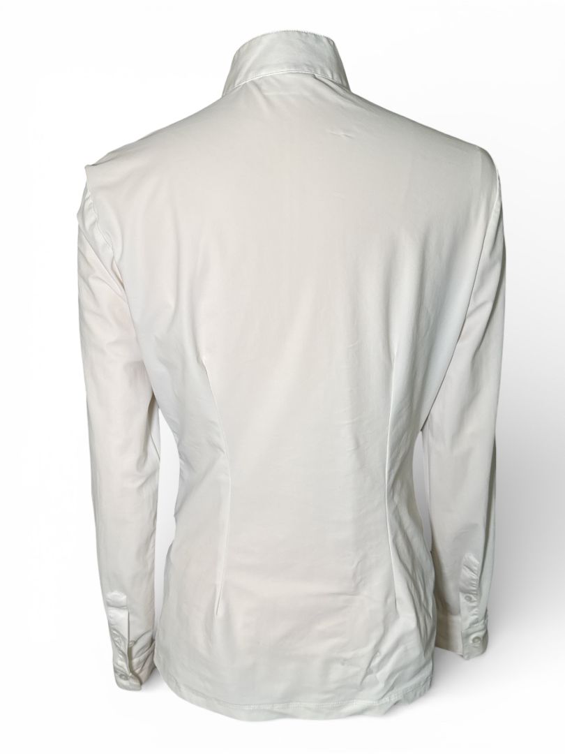 Cavalleria Toscana Women's "Wave" Long Sleeve Perforated Show Shirt - White / Size Large