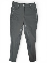 BR Equestrian Dionne Full Grip Seat Breech - Beluga Green / Size US 26 (EU 38)  NEW