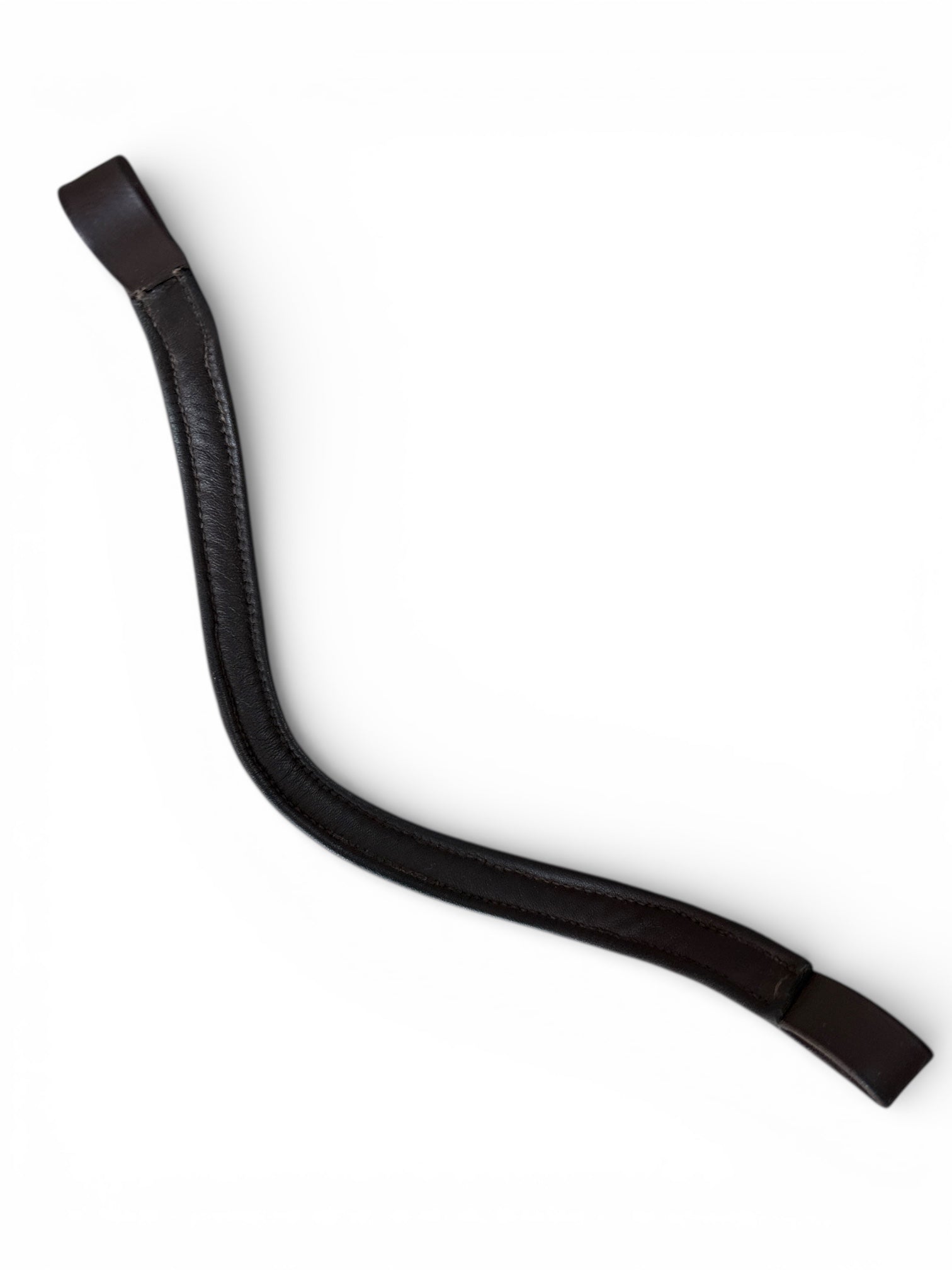 Custom V Shaped Blue Ombre Crystal Brow Band - Brown Leather / Full Size