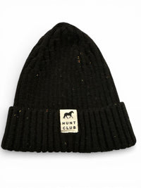 Hunt Club Dappled Wool Blend Beanie Hat - Black / Unisex / One Size  NEW