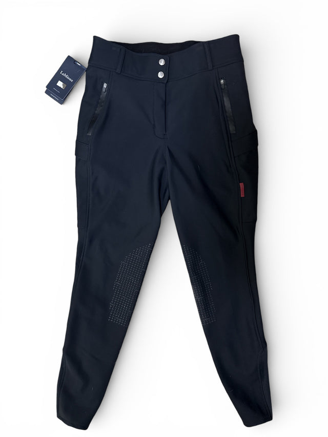 LeMieux Drytex Waterproof Winter Fleece Knee Grip Breeches - Black UK 12 / EU 40 / US 8  NEW