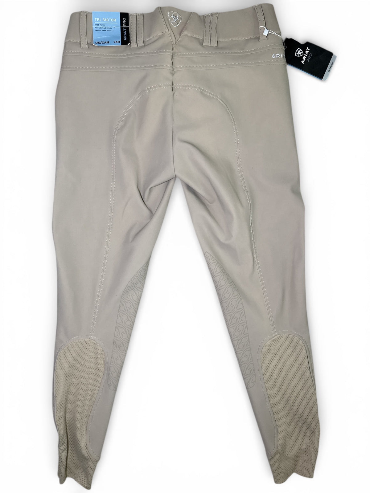 Ariat Tri Factor Grip Knee Patch Grip Breech - Tan / Size US 26 R   NEW