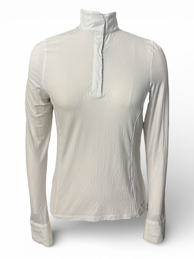 Kerrits Women's Affinity Long Sleeve Show Shirt "Bits" White /  Size Small  NEW