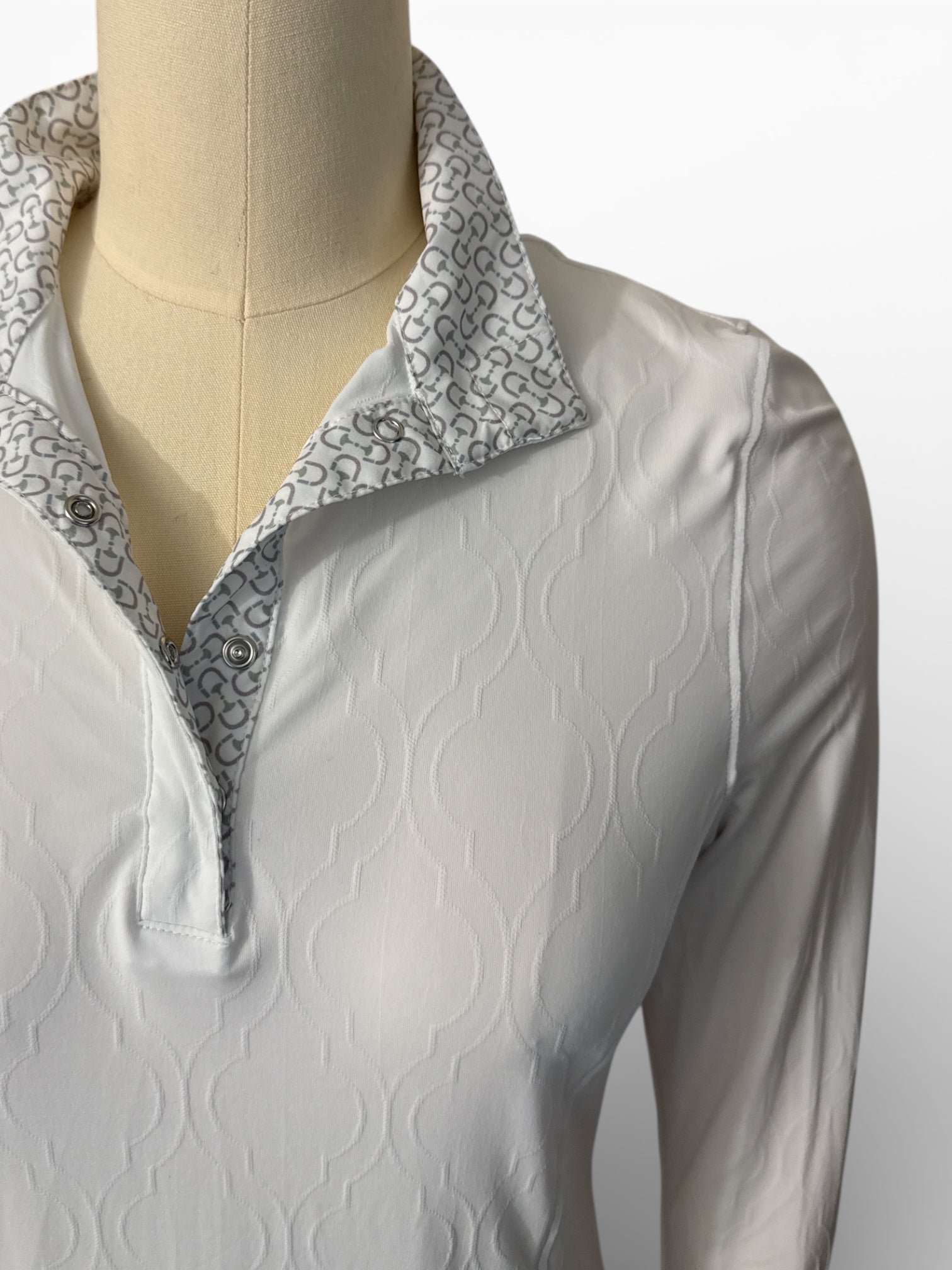 Kerrits Women's Affinity Long Sleeve Show Shirt "Bits" White /  Size Small  NEW