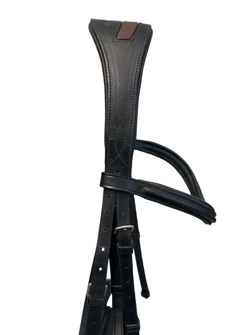 Red Barn Arena Ergonomic Snaffle Dressage Bridle - Black Full Horse Size