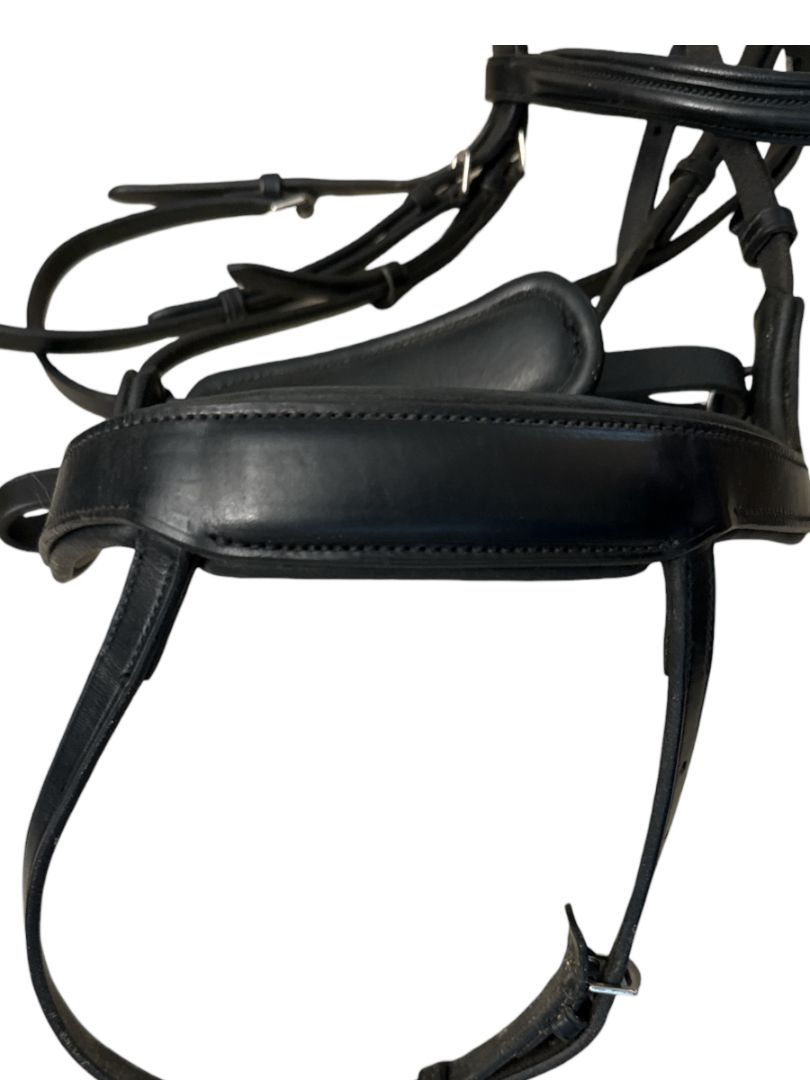 Red Barn Arena Ergonomic Snaffle Dressage Bridle - Black Full Horse Size