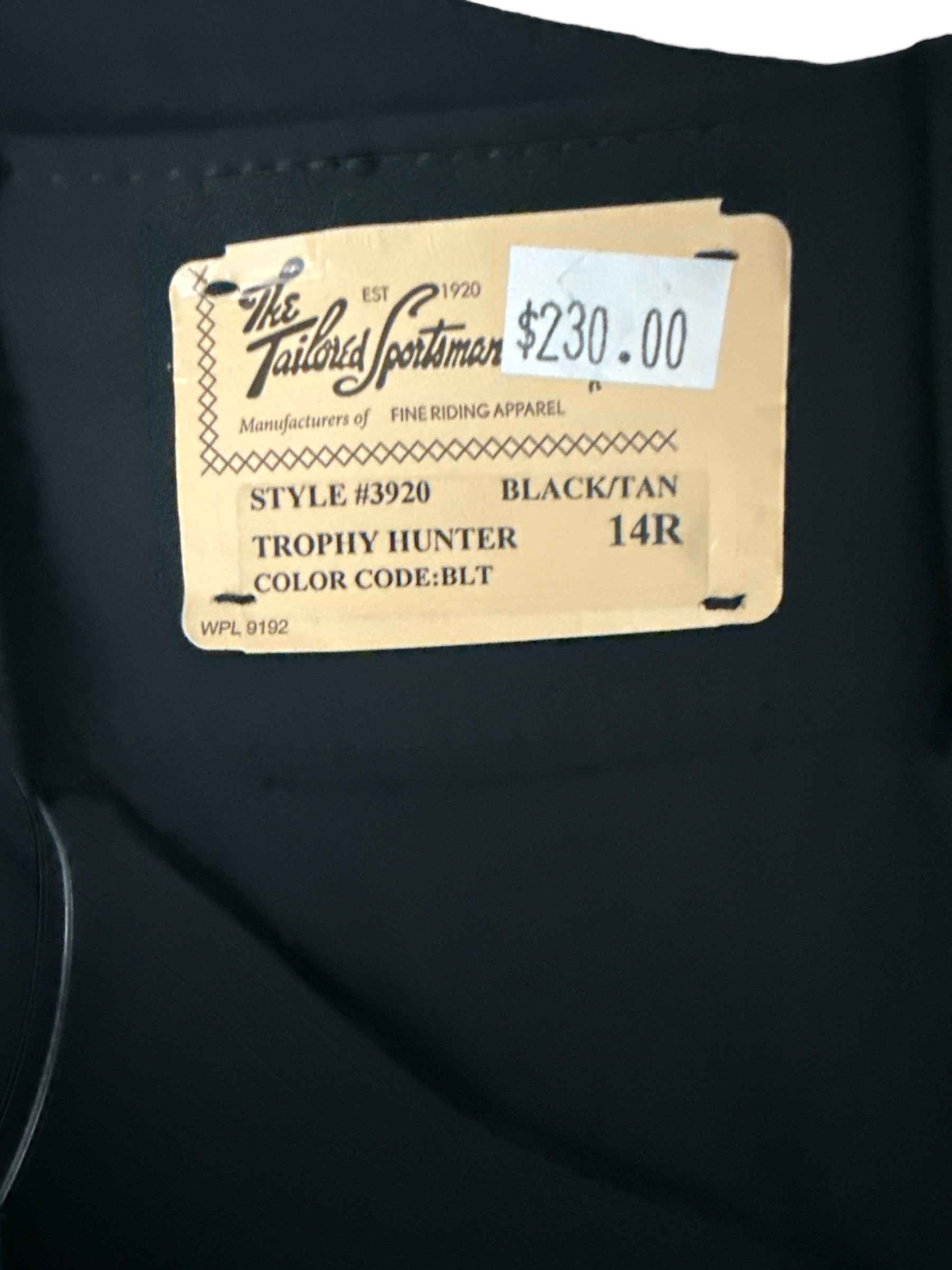 The Tailored Sportsman Girls Tech Light Trophy Hunter Breeches (Style # 3920) Black / Size 14R   NEW