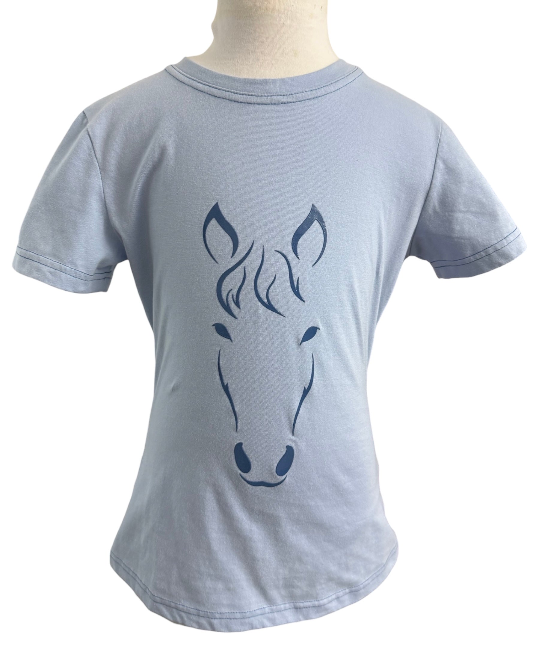 Equistar Kids Graphic Horse Tee - Blue Wildflower / Large Youth   NEW