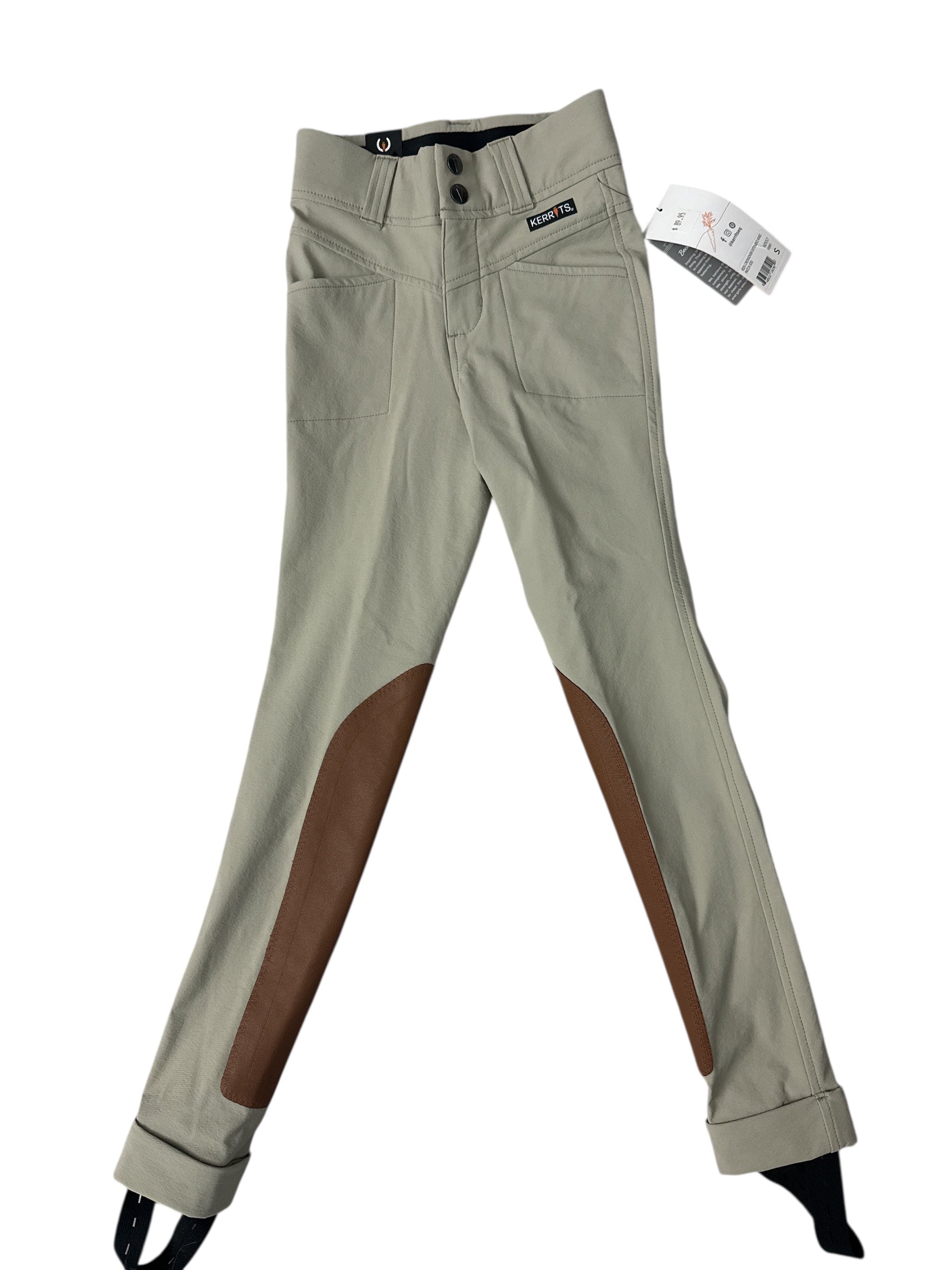 Kerrits Kids Crossover Extended Knee Patch Jodhpurs - Sand Tan / Size Small Youth   NEW