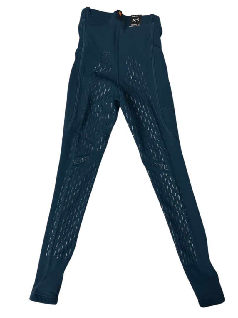 Kerrits Ice Fill Full Seat Tech Riding Tights - Blue Lagoon / Size Youth XS  NEW