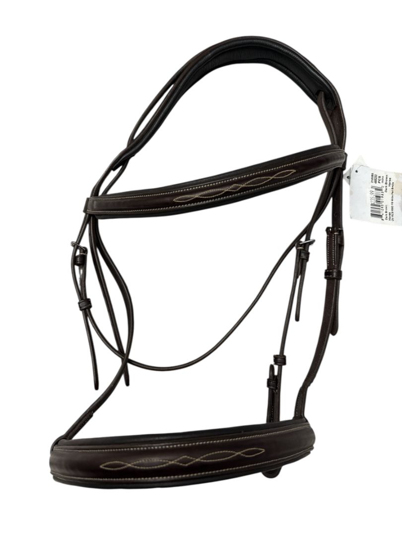 Ovation Fancy Stitch Raised Comfort Crown and Wide Nose Padded Bridle Only - Dark Brown Horse/Full Sized NEW