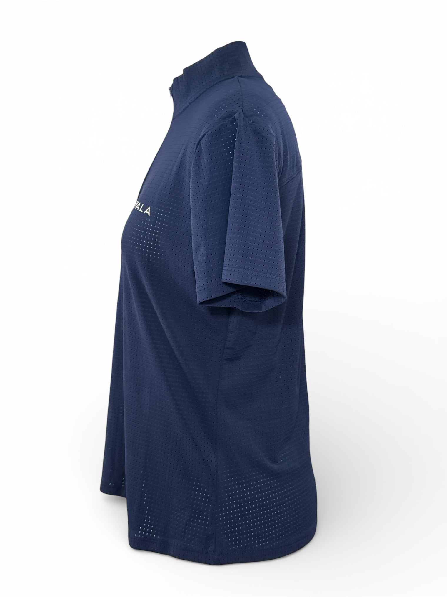 Vala Equestrian Navy Mesh Elsa Zip Neck Short Sleeve Training Top Medium NEW