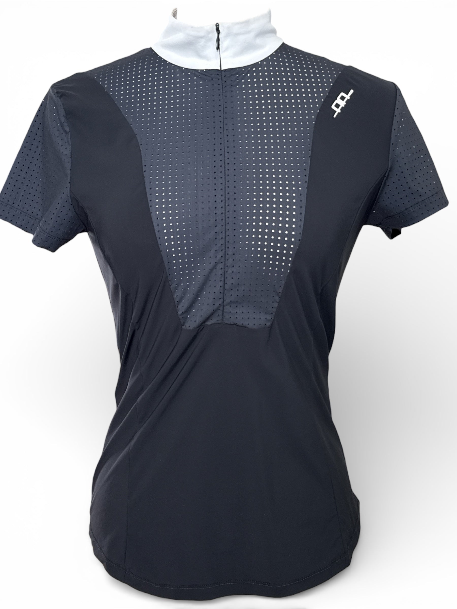 Alessandro Albanese Women's Oliva Short Sleeve Zip Competition Shirt - Black Small