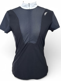 Alessandro Albanese Women's Oliva Short Sleeve Zip Competition Shirt - Black Small