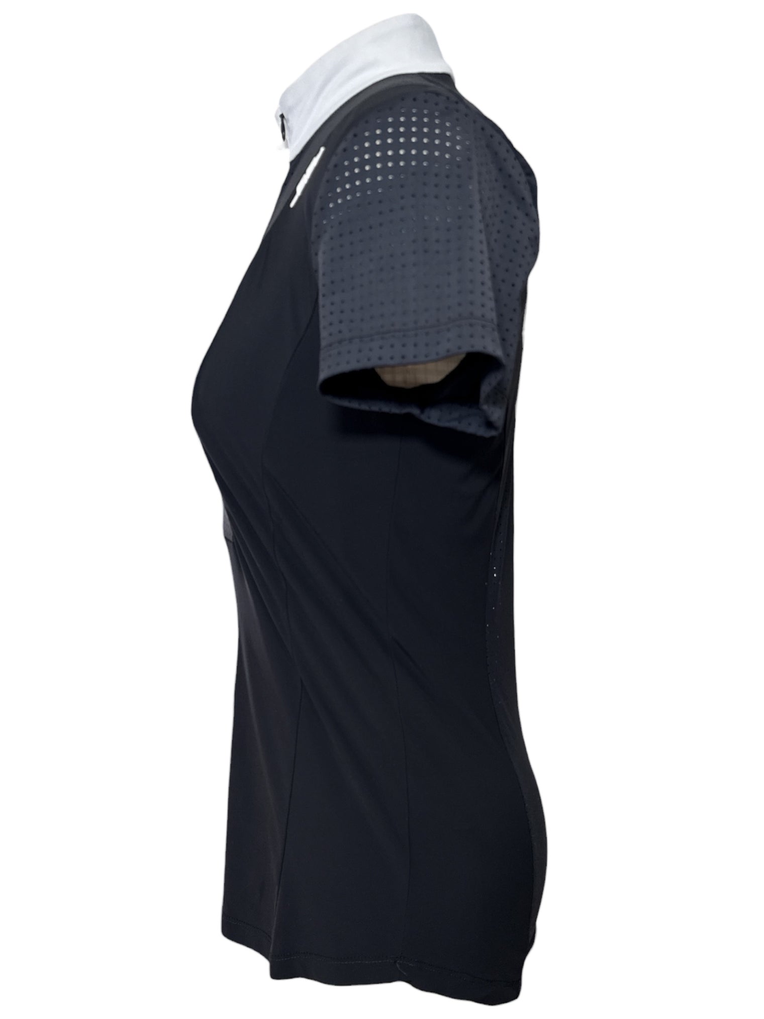 Alessandro Albanese Women's Oliva Short Sleeve Zip Competition Shirt - Black Small