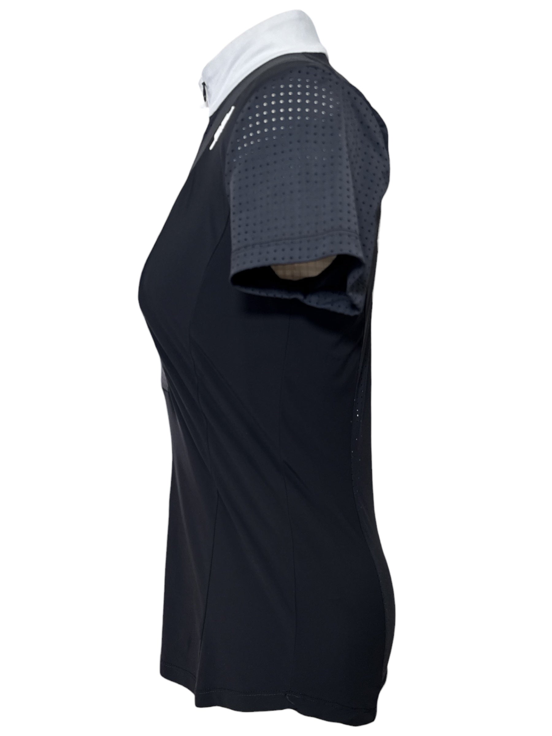 Alessandro Albanese Women's Oliva Short Sleeve Zip Competition Shirt - Black Small