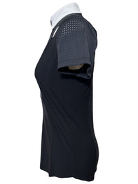Alessandro Albanese Women's Oliva Short Sleeve Zip Competition Shirt - Black Small