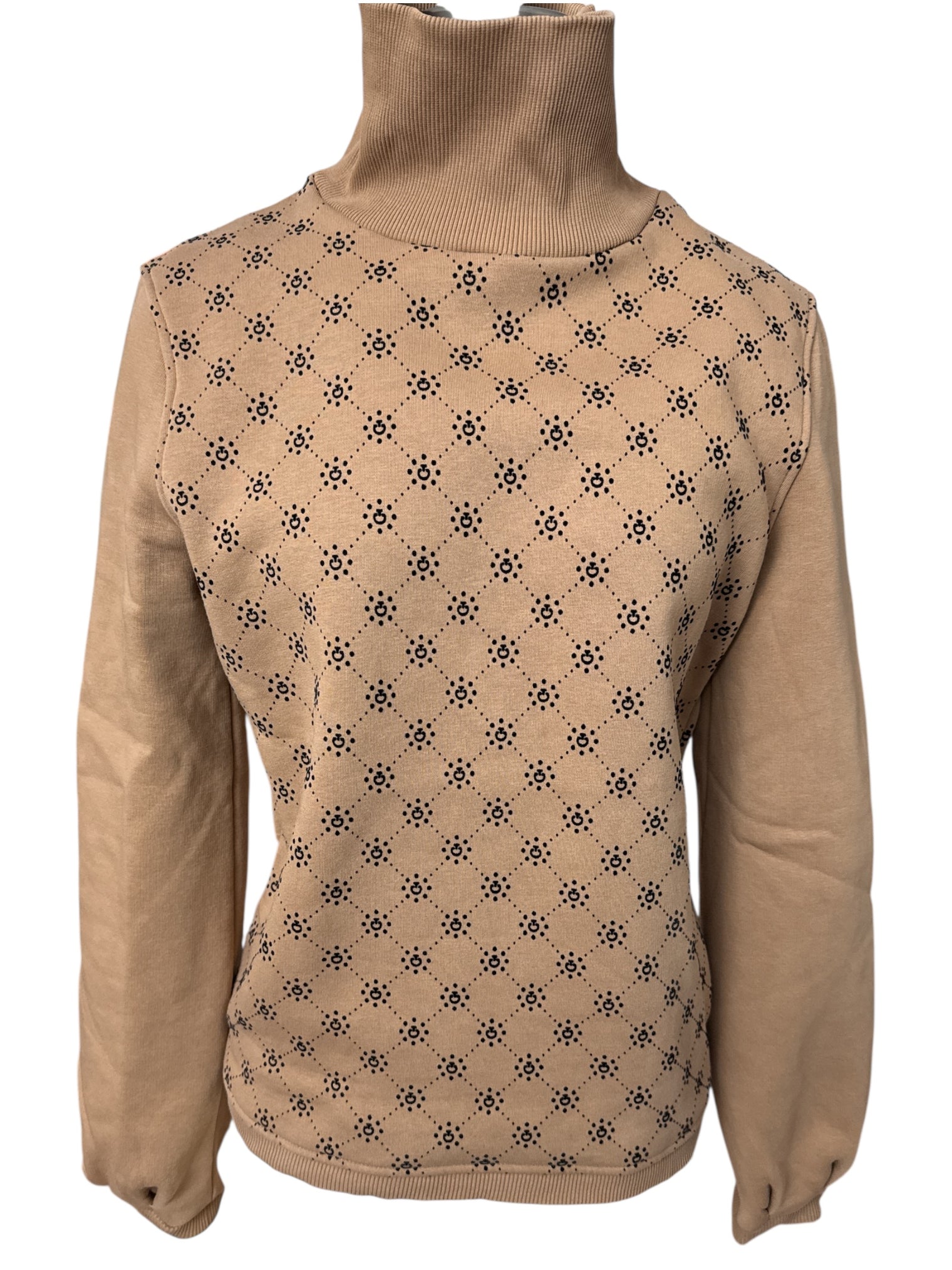 Cavalleria Toscana Women's Orbit Flock Turtleneck Sweatshirt -  Beige / Size Medium