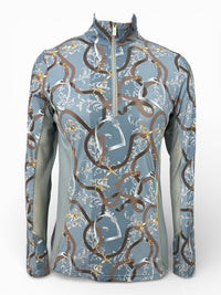 Arista Equestrian Elegance Mesh 1/4 Zip Sun Shirt - Light Verdigris Blue / Size XS